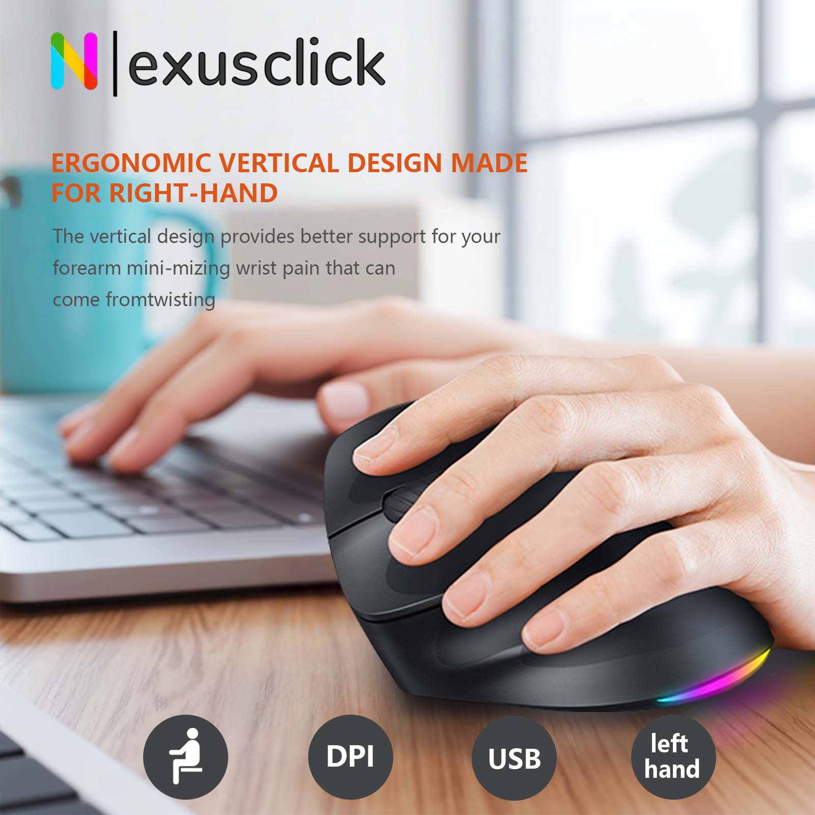 Ergonomic Mouse Vertical - Meetion Mishen Bluetooth Left-Handed Ergonomic Vertical