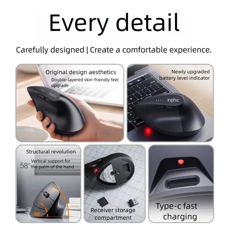 Inphic X9 PRO Vertical Wireles - огляд і ціна Ergonomic Mouse Vertical